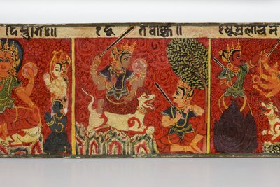 Detalj fra et Devimahatmya-manuskriptomslag (ugjennomsiktig wc på tre) av Nepalese School