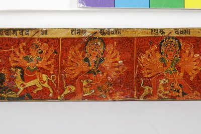 Detalj fra et Devimahatmya-manuskriptomslag (ugjennomsiktig wc på tre) av Nepalese School