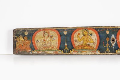 Manuskript til The Five Protections, bakside, 1138 (ugjennomsiktig wc og blekk på tre) av Nepalese School