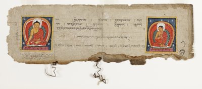 Side fra et buddhistisk manuskript, muligens fra Mahashitalanika, ca. 1400 (ugjennomsiktig wc og blekk på papir) av Nepalese School