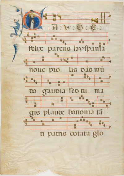 Saint Dominic i en historisk initial "G" fra et antifonarium av Neri da Rimini