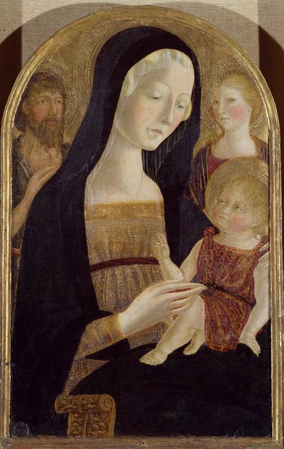 Madonna og barn med de hellige døperen Johannes og Maria Magdalena, av Neroccio av Bartolomeo de
