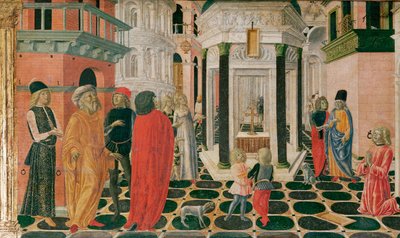 Scene fra Sankt Bernardinos liv (tempera på tre) av Neroccio di (1447-1500) Landi