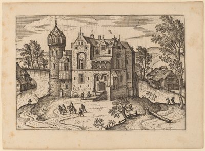 Slott ved en elv av Netherlandish 16th Century