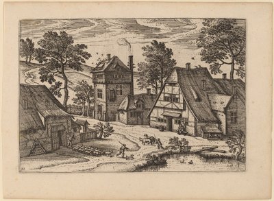 Landsby med tjern av Netherlandish 16th Century