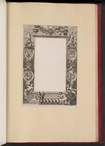 Borderillustrasjon med scener fra Kristi liv og Putti som skjenker vin av Netherlandish 17th Century