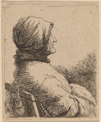 Byste av en gammel kvinne snudd i profil til høyre av Netherlandish 17th Century