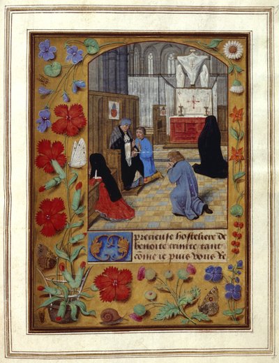Legge til. 25698, f.9 Fasting og bønn i kirken, illustrasjon fra en 