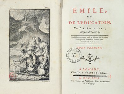 Frontispice for Emile av Jean-Jacques Rousseau, 1762 av Netherlandish School