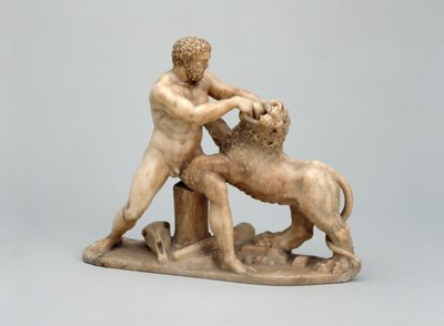Hercules som bryter Nemean Lion (alabast) av Netherlandish School