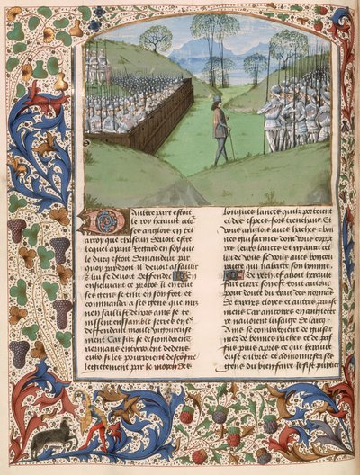 MS Royal 15 E.IV fol.231v Den saksiske stokkaden ved slaget ved Hastings (1066) fra 