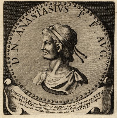 Portrett av den romerske keiseren Anastasius I. av Netherlandish School