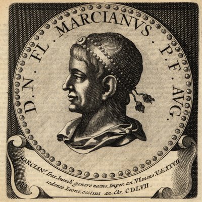 Portrett av den romerske keiseren Marcian. av Netherlandish School