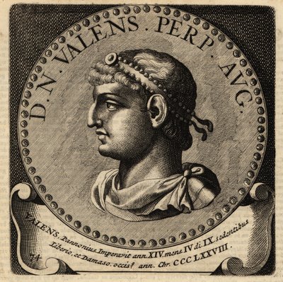 Portrett av den romerske keiseren Valens. av Netherlandish School