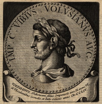 Portrett av den romerske keiseren Volusian. av Netherlandish School