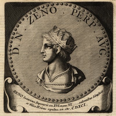 Portrett av den romerske keiseren Zeno. av Netherlandish School
