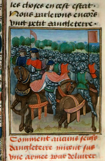 Royal 18 E.II fol.411v Rebellion against Henry IV (1367-1413) fra Book IV of 