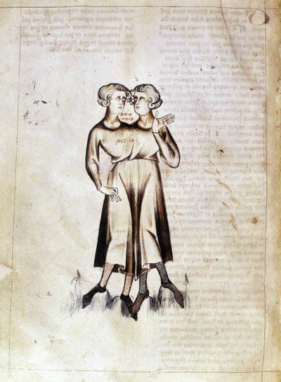 Sloane 3983 f.8v Tegning av Gemini, fra en oversettelse av en persisk astrologisk avhandling av Jafar ibn Muhammad (vellum) av Netherlandish School