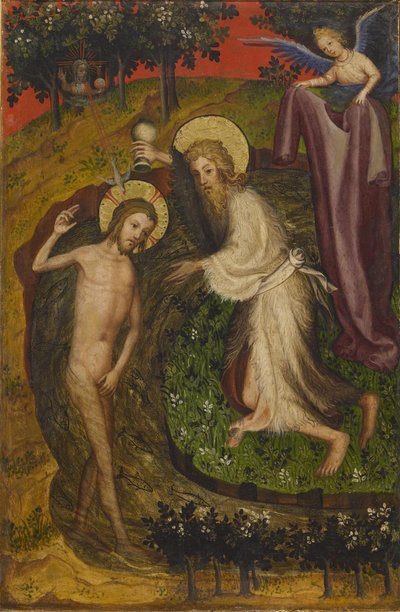 Dåpen, fra en sammenleggbar altertavle, ca. 1400 (tempera og bladgull på panel) av Netherlandish School