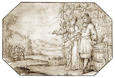 The Four Seasons: Autumn - Harvest, ca. 1675 (penn og sepiablekk på papir) av Netherlandish School