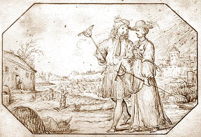 The Four Seasons: Spring - Hoeing, ca. 1675 (penn og sepia-blekk på papir) av Netherlandish School