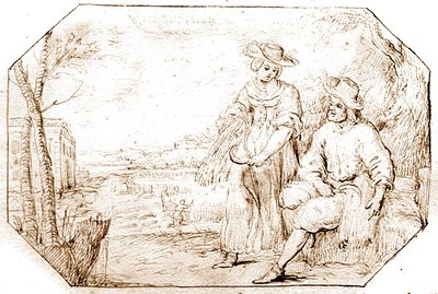 The Four Seasons: Summer - Reaping, ca. 1675 (penn og sepiablekk på papir) av Netherlandish School
