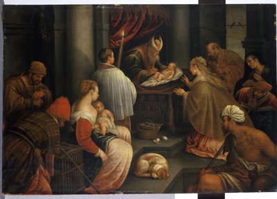Presentasjonen av Kristus i tempelet (tempera på eik) av Netherlandish School