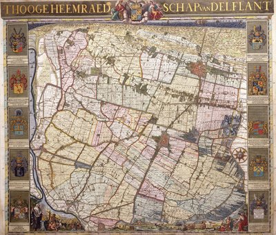 Veggkart over Delftland, 1712 av Netherlandish School