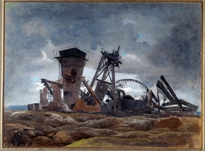 "Gruvens brønn" 1915 (akvarell) av Neville Stephen Lytton