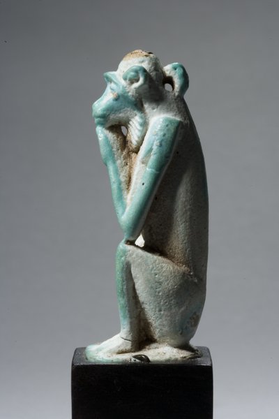 Amulet of a Monkey, 18.-19. dynasti, 1540-1186 (fajanse) (se også 270369) av New Kingdom Egyptian