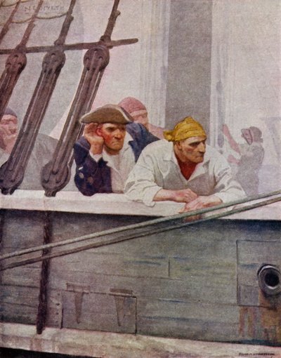 Illustrasjon for kidnappet av Robert Louis Stevenson (farge litho) av Newell Convers (after) Wyeth