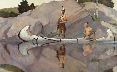 Indianere i en kano av Newell Convers Wyeth