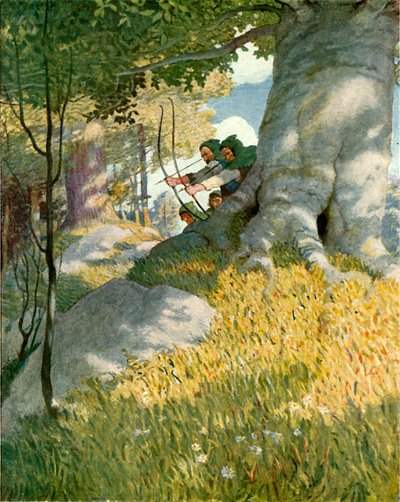 Robin Hood og kameratene hans redder Will Stutely av Newell Convers Wyeth