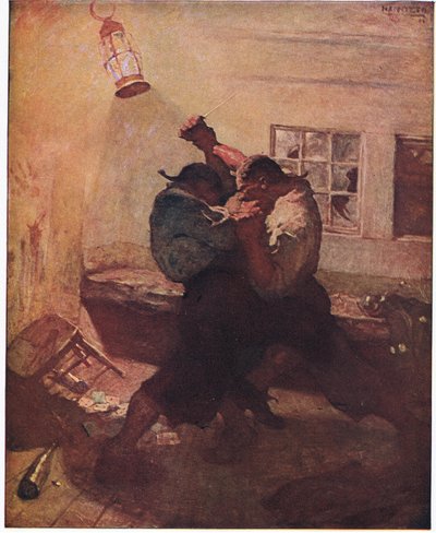 Kampen i hulen: Den viste meg hender og kameraten hans låst sammen i en dødelig kamp av Newell Convers Wyeth