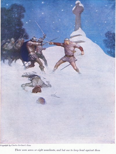 Det var syv eller åtte overfallsmenn, og bare én til å holde hodet mot dem, 1916 av Newell Convers Wyeth
