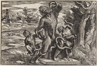 Karikatur av Laocoon-gruppen av Niccolò Boldrini after Titian