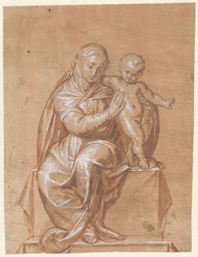 Sittende Madonna med barn av Niccolò Giolfino (I)