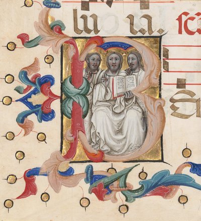 Initial B: Treenigheten av Niccolò di Giacomo da Bologna