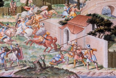 Detalj av freskomaleri i Hall of Battles i 1431-slaget ved La Higueruela (fresco) av Niccolo (and workshop) Granello