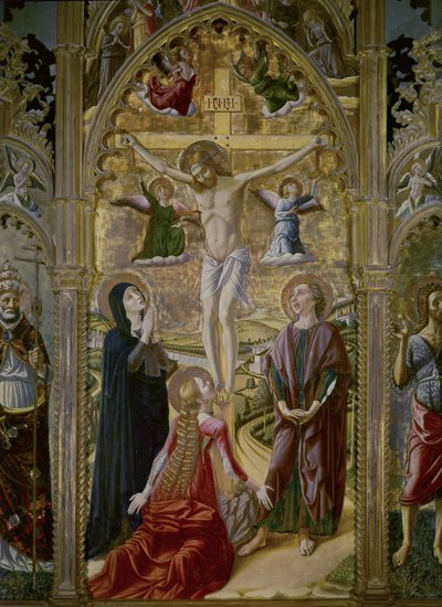 Korsfestelsen. 1480. (tempera og gull på panel) av Niccolo Alunno