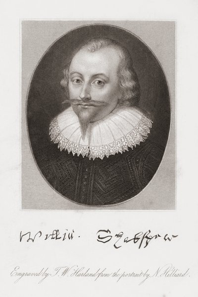 William Shakespeare. Portrett av Hilliard. av Nicholas (after) Hilliard