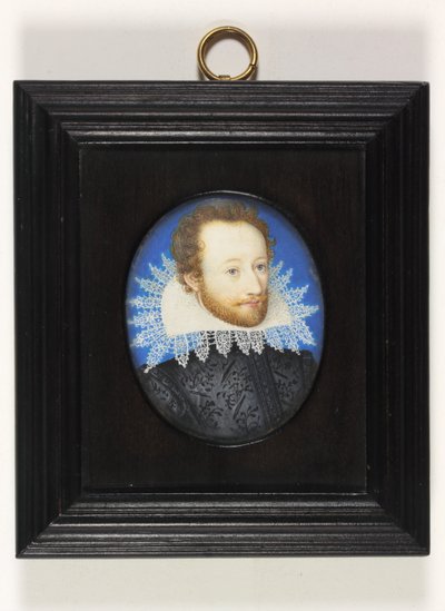 En gentleman kalt jarlen av Essex (akvarell på elfenben) av Nicholas (school of) Hilliard