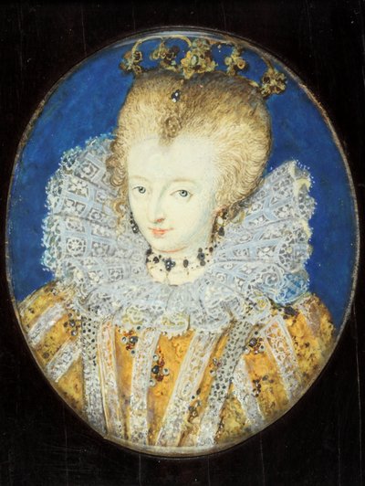 En dame tradisjonelt identifisert som Elizabeth I da prinsesse (emalje) av Nicholas Hilliard