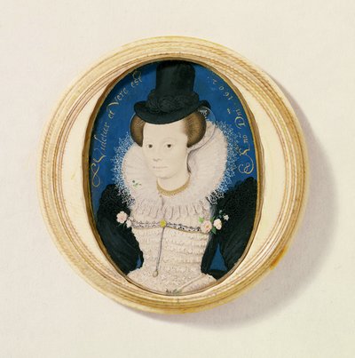 Miniatyr av en ukjent kvinne, 1602 (wc på vellum) av Nicholas Hilliard