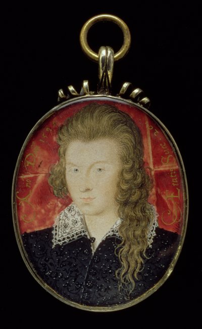 No.3856 Henry Wriothesley, 3. jarl av Southampton (1573-1624), ca. 1594 (gouache på vellum) av Nicholas Hilliard