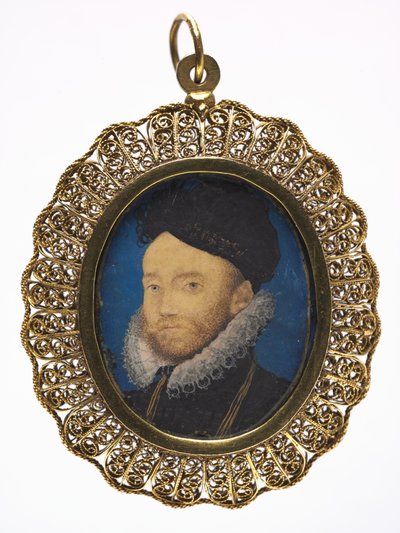 Portrait of a Man, ca. 1590 (w/c på vellum i en senere forgylt metallramme) av Nicholas Hilliard