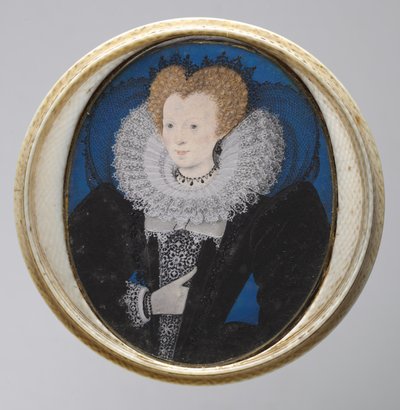 Portrait of a Woman, c.1590 (watercolor on vellum in original turned ivory case) av Nicholas Hilliard