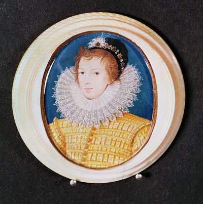 Portrett av en ung mann i svart lue og høy ruff av Nicholas Hilliard
