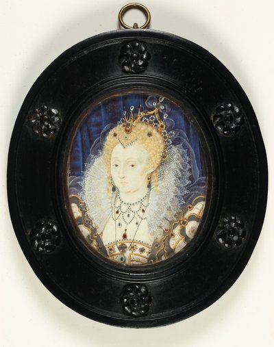 Dronning Elizabeth I (akvarell på elfenben) av Nicholas Hilliard