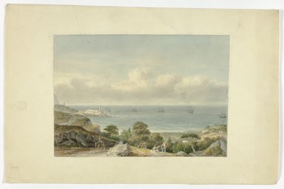 Middelhavslandskap med havn av Nicholas Pocock